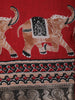 Red Elephant Printed Design Chanderi Cotton Saree with Contrast Zari Border