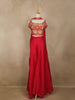 Red Embellished Design Crepe Palazzo Suit