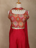 Red Embellished Design Crepe Palazzo Suit