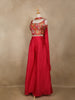 Red Embellished Design Crepe Palazzo Suit