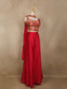 Red Embellished Design Crepe Palazzo Suit