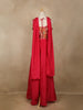 Red Embellished Design Crepe Palazzo Suit