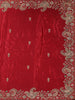 Red Embellished Design Semi Tissue Saree