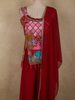 Red Embroidered Animal Printed Georgette Palazzo Suit