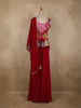 Red Embroidered Animal Printed Georgette Palazzo Suit