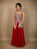 Red Embroidered Design Chiffon Palazzo Suit