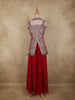 Red Embroidered Design Chiffon Palazzo Suit