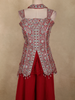 Red Embroidered Design Chiffon Palazzo Suit
