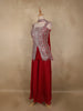 Red Embroidered Design Chiffon Palazzo Suit
