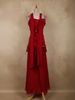 Red Embroidered Design Chiffon Palazzo Suit