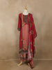 Red Embroidered Design Crepe Palazzo Suit
