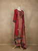 Red Embroidered Design Crepe Palazzo Suit
