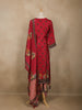 Red Embroidered Design Crepe Palazzo Suit