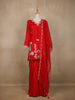 Red Embroidered Design Crepe Sharara Salwar Suit