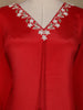 Red Embroidered Design Crepe Sharara Salwar Suit