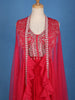 Red Embroidered Design Georgette Skirt Top