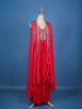 Red Embroidered Design Georgette Skirt Top