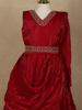Red Embroidered Satin Kids Gown