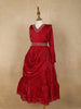 Red Embroidered Satin Kids Gown