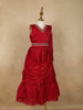 Red Embroidered Satin Kids Gown