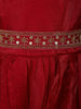 Red Embroidered Satin Kids Gown