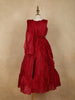 Red Embroidered Satin Kids Gown