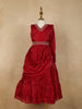 Red Embroidered Satin Kids Gown