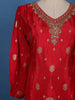 Red Floral And Geometric Embroidered Silk Salwar Suit