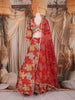Red Floral Applique Embroidered Tissue Silk Lehenga With Dupatta