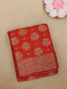 Red Floral Butta Woven Banarasi Silk Saree With Zari Border