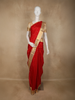 Red Floral Butta Woven Kanchipuram Silk Saree with Gold Zari Border