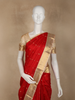 Red Floral Butta Woven Kanchipuram Silk Saree with Gold Zari Border