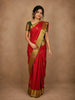 Red Floral Butta Woven Kanchipuram Silk Saree with Green Zari Border