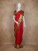 Red Floral Butta Woven Kanchipuram Silk Saree with Green Zari Border