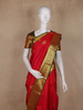Red Floral Butta Woven Kanchipuram Silk Saree with Green Zari Border
