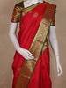 Red Floral Butta Woven Kanchipuram Silk Saree with Green Zari Border