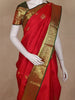Red Floral Butta Woven Kanchipuram Silk Saree with Green Zari Border
