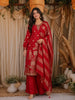 Red Floral Design Banarasi silk Salwar Suit