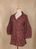 Red Floral Design Cotton Top