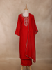 Red Floral Design Georgette Straight Cut Salwar Suit