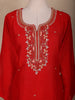 Red Floral Design Georgette Straight Cut Salwar Suit