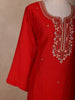 Red Floral Design Georgette Straight Cut Salwar Suit