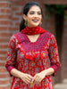 Red Floral Design Printed Cotton Salwar Suit - Diadem