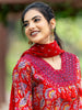 Red Floral Design Printed Cotton Salwar Suit - Diadem