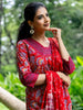 Red Floral Design Printed Cotton Salwar Suit - Diadem