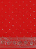 Red Floral Design Semi Banarasi Saree