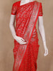 Red Floral Design Semi Banarasi Saree