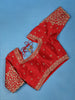 Red Floral Design Silk Readymade Blouse