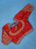 Red Floral Design Silk Readymade Blouse