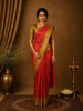 Red Floral Design Soft Silk Saree with Contrast Border